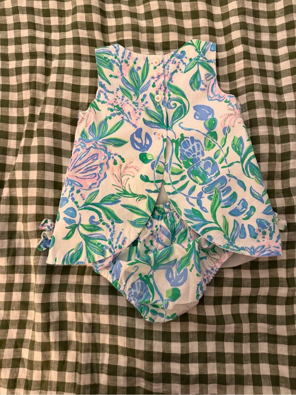 Lily Pulitzer Floral Sleeveless Baby Dress with Bloomer - Blue, Green, Pink - Picture 2 of 3